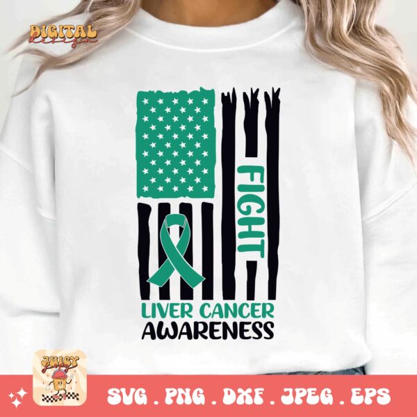 Liver Cancer Flag Svg, Liver Cancer Awareness Svg Png, Emerald Green Ribbon Svg Cricut Sublimation Design - Image 3