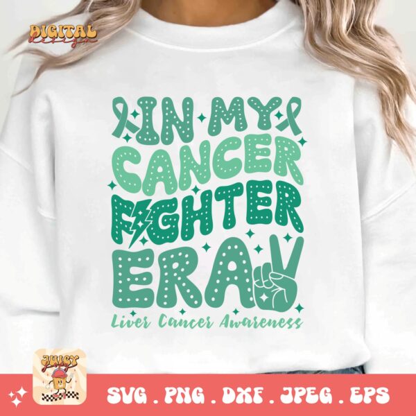 In My Cancer Fighter Era Svg, Liver Cancer Awareness Svg Png, Emerald Green Ribbon Svg Cricut Sublimation Design - Image 3