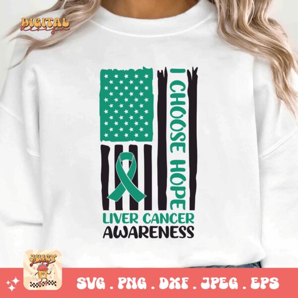 Liver Cancer Flag Svg, Liver Cancer Awareness Svg Png, Emerald Green Ribbon Svg Cricut Sublimation Design - Image 3