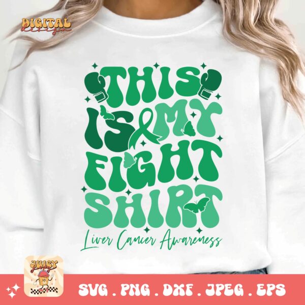 This is My Fight Shirt Svg, Liver Cancer Awareness Svg Png, Emerald Green Ribbon Svg Cricut Sublimation Design - Image 3