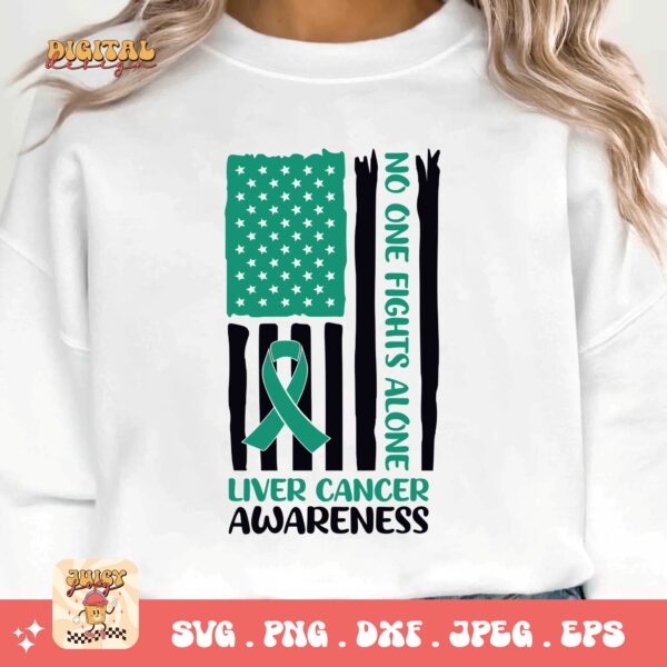 Liver Cancer Flag Svg, Liver Cancer Awareness Svg Png, Emerald Green Ribbon Svg Cricut Sublimation Design - Image 3