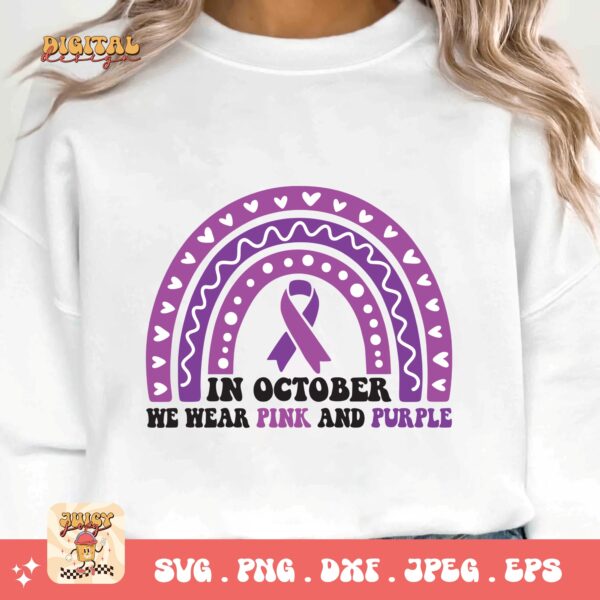 Domestic Violence Awareness Svg Png, In October We Wear Pink And Purple Svg, Domestic Abuse Svg Cricut File Sublimation - Image 3