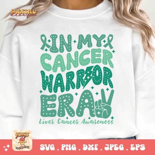 In My Cancer Warrior Era Svg, Liver Cancer Awareness Svg Png, Emerald Green Ribbon Svg Cricut Sublimation Design - Image 3