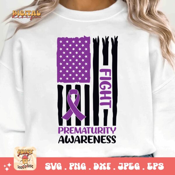 Prematurity Awareness Svg Png, Prematurity Flag Png Svg, Nicu Preemie Awareness Svg Cricut Sublimation - Image 3