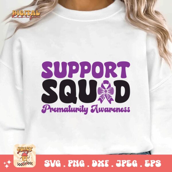 Prematurity Awareness Svg Png, Support Squad Png Svg, Nicu Preemie Awareness Svg Cricut Sublimation - Image 3