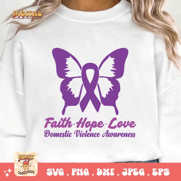Domestic Violence Awareness Svg Png, Faith Hope Love Svg, Domestic Abuse Svg Cricut File Sublimation - Image 3
