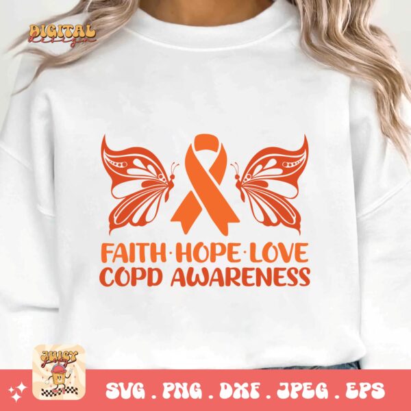 Faith Hope Love Copd Awareness Svg Png, Copd Awareness Svg Png, Orange Ribbon, Chronic Obstructive Pulmonary Disease Svg - Image 3