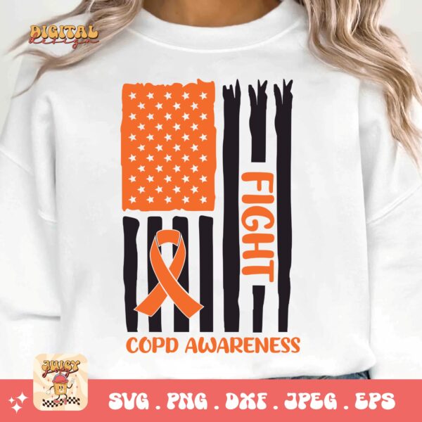 Copd Awareness Flag Svg Png, Copd Awareness Svg Png, Orange Ribbon, Chronic Obstructive Pulmonary Disease Svg - Image 3