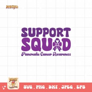 Pancreatic Cancer Awareness Svg Png, Support Squad Svg, Purple Ribbon Svg Png Cricut Sublimation Design