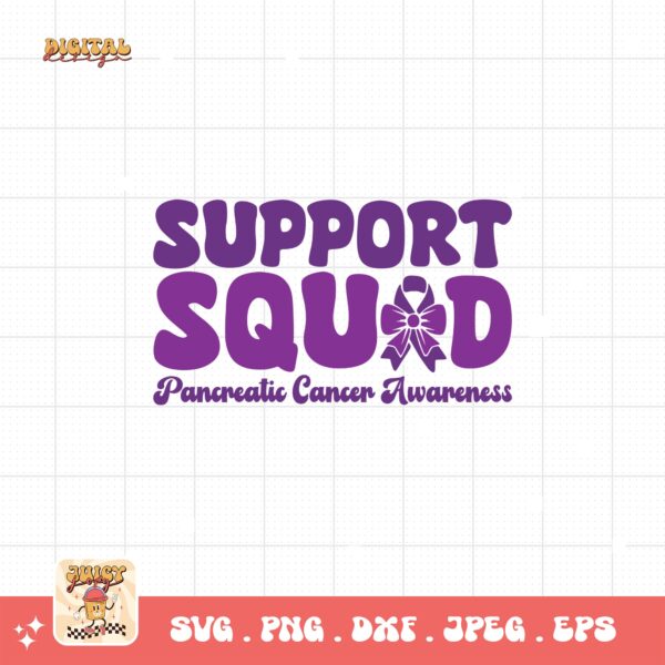Pancreatic Cancer Awareness Svg Png, Support Squad Svg, Purple Ribbon Svg Png Cricut Sublimation Design