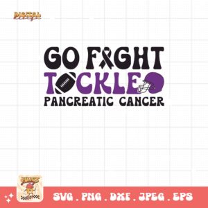 Pancreatic Cancer Awareness Svg Png, Go Fight Tackle Pancreatic Cancer Football Svg, Purple Ribbon Svg Png Cricut Sublimation Design