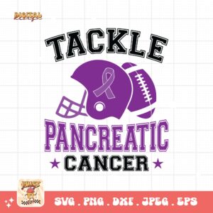 Pancreatic Cancer Awareness Svg Png, Tackle Pancreatic Cancer Svg, Purple Ribbon Svg Png Cricut Sublimation Design