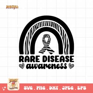 Rare Disease Rainbow Png Svg, Rare Disease Support Svg, Ehlers danlos Syndrome Png Cricut Designs, Zebra Ribbon Svg