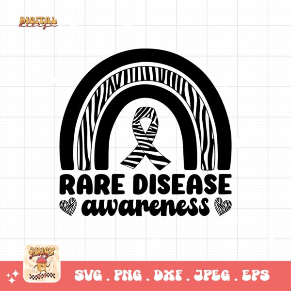 Rare Disease Rainbow Png Svg, Rare Disease Support Svg, Ehlers danlos Syndrome Png Cricut Designs, Zebra Ribbon Svg
