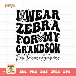 I Wear Zebra for My Grandson Png Svg, Rare Disease Support Svg, Ehlers danlos Syndrome Png Cricut Designs, Zebra Ribbon Svg