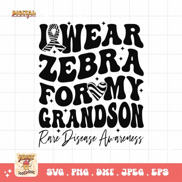 I Wear Zebra for My Grandson Png Svg, Rare Disease Support Svg, Ehlers danlos Syndrome Png Cricut Designs, Zebra Ribbon Svg