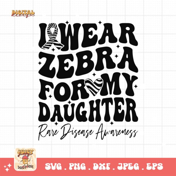 I Wear Zebra for My Daughter Png Svg, Rare Disease Support Svg, Ehlers danlos Syndrome Png Cricut Designs, Zebra Ribbon Svg