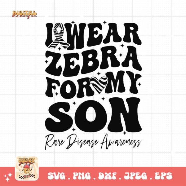 I Wear Zebra for My Son Png Svg, Rare Disease Support Svg, Ehlers danlos Syndrome Png Cricut Designs, Zebra Ribbon Svg