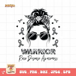 Rare Disease Warrior Messy Bun Png Svg, Rare Disease Support Svg, Ehlers danlos Syndrome Png Cricut Designs, Zebra Ribbon Svg