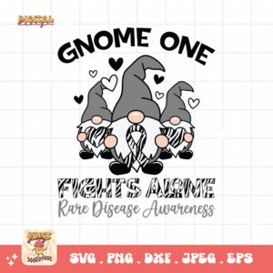 Gnome One Fights Alone Png Svg, Rare Disease Support Svg, Ehlers danlos Syndrome Png Cricut Designs, Zebra Ribbon Svg
