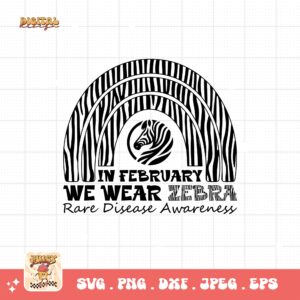 In February We Wear Zebra Png Svg, Rare Disease Support Svg, Ehlers danlos Syndrome Png Cricut Designs, Zebra Ribbon Svg