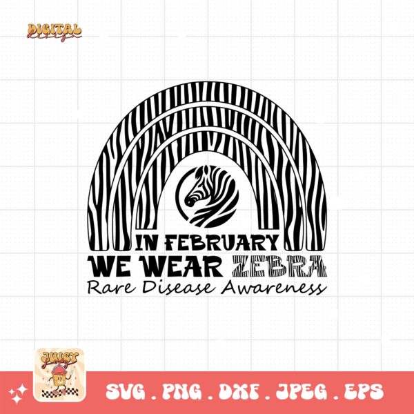 In February We Wear Zebra Png Svg, Rare Disease Support Svg, Ehlers danlos Syndrome Png Cricut Designs, Zebra Ribbon Svg