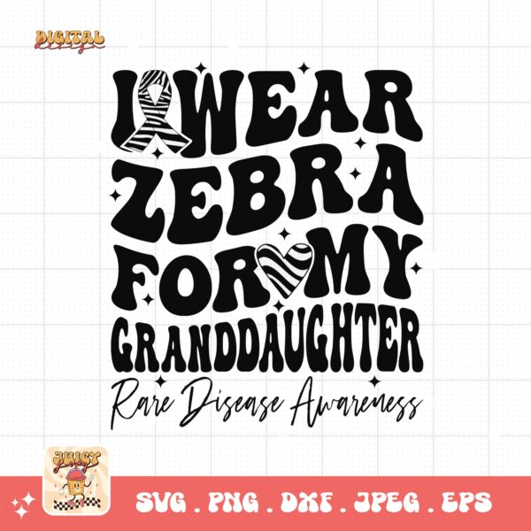 I Wear Zebra for My Granddaughter Png Svg, Rare Disease Support Svg, Ehlers danlos Syndrome Png Cricut Designs, Zebra Ribbon Svg