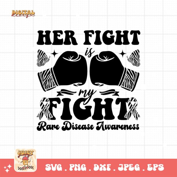 Her Fight Is My Fight Png Svg, Rare Disease Support Svg, Ehlers danlos Syndrome Png Cricut Designs, Zebra Ribbon Svg