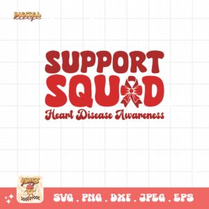 Heart Disease Awareness Png Svg, Support Squad Png, Red Ribbon Svg Cricut Sublimation Design