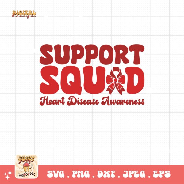 Heart Disease Awareness Png Svg, Support Squad Png, Red Ribbon Svg Cricut Sublimation Design