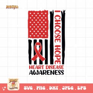 Heart Disease Awareness Png Svg, Heart Disease Flag Png, Red Ribbon Svg Cricut Sublimation Design
