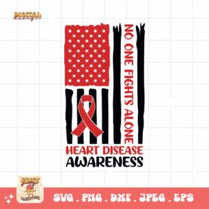 Heart Disease Awareness Png Svg, Heart Disease Flag Png, Red Ribbon Svg Cricut Sublimation Design