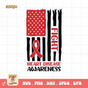 Heart Disease Awareness Png Svg, Heart Disease Flag Png, Red Ribbon Svg Cricut Sublimation Design