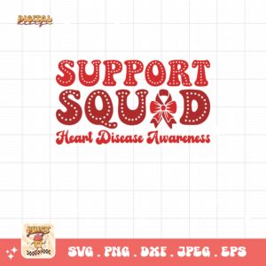Heart Disease Awareness Png Svg, Support Squad Png, Red Ribbon Svg Cricut Sublimation Design