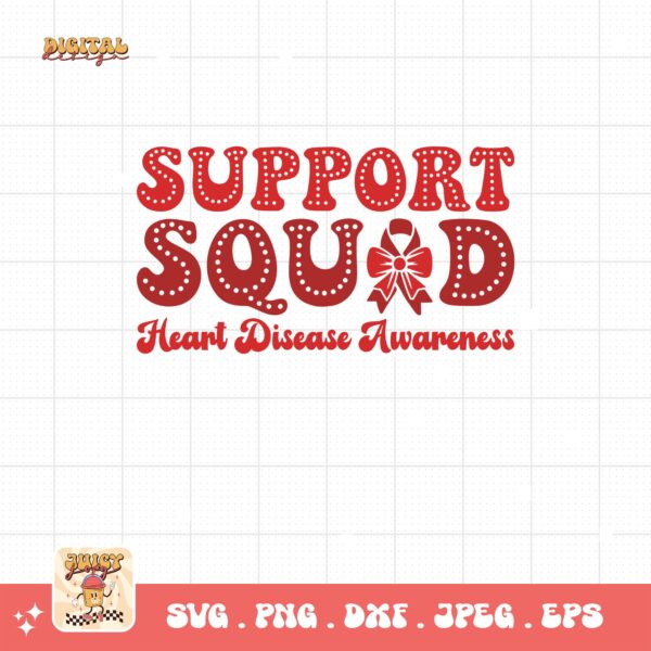 Heart Disease Awareness Png Svg, Support Squad Png, Red Ribbon Svg Cricut Sublimation Design