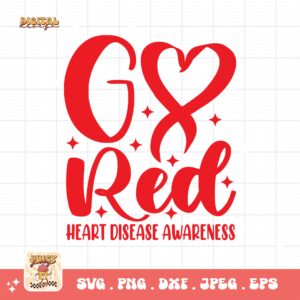 Heart Disease Awareness Png Svg, Go Red Heart Disease Awareness Png, Red Ribbon Svg Cricut Sublimation Design