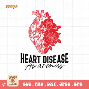 Heart Disease Awareness Png Svg, Heart Disease Awareness Png, Red Ribbon Svg Cricut Sublimation Design