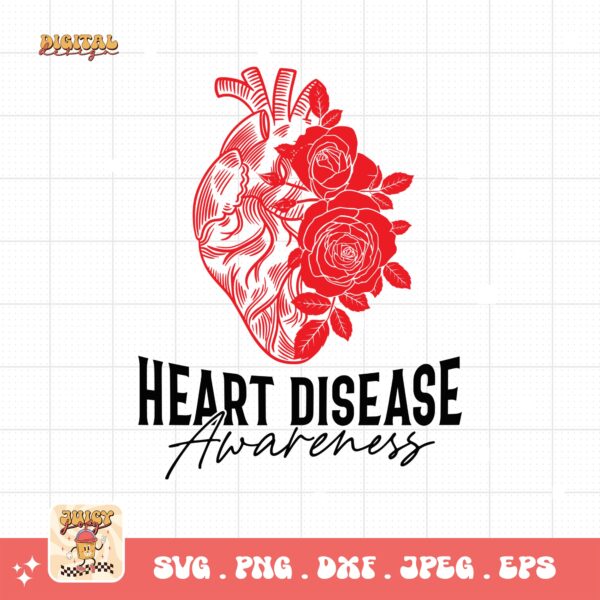 Heart Disease Awareness Png Svg, Heart Disease Awareness Png, Red Ribbon Svg Cricut Sublimation Design