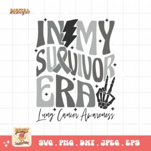 In My Survivor Era Svg, Lung Cancer Awareness Svg Png, White Ribbon Svg, Lung Cancer Support Svg Cricut Sublimation Design