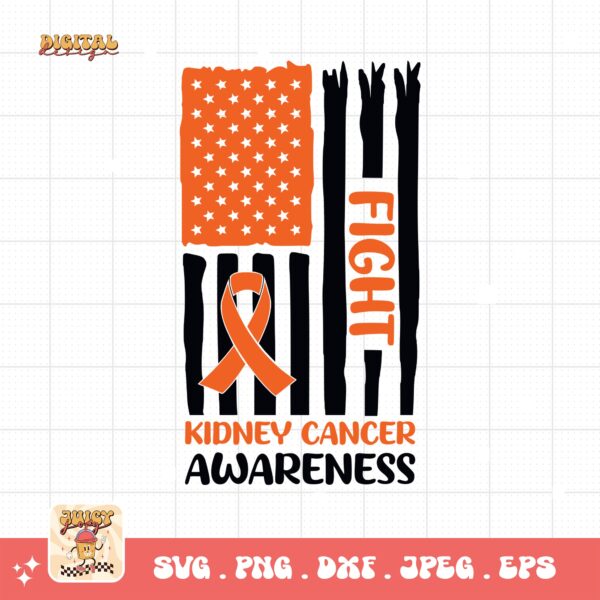 Kidney Cancer Awareness Png Svg, Kidney Cancer Flag Svg Cricut, Orange Ribbon Png Sublimation Designs