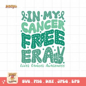 In My Cancer Free Era Svg, Liver Cancer Awareness Svg Png, Emerald Green Ribbon Svg Cricut Sublimation Design