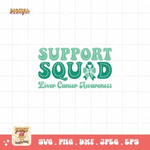 Support Squad Svg, Liver Cancer Awareness Svg Png, Emerald Green Ribbon Svg Cricut Sublimation Design