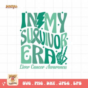 In My Survivor Era Svg, Liver Cancer Awareness Svg Png, Emerald Green Ribbon Svg Cricut Sublimation Design