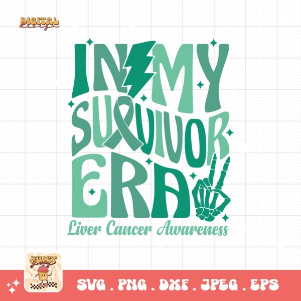 In My Survivor Era Svg, Liver Cancer Awareness Svg Png, Emerald Green Ribbon Svg Cricut Sublimation Design
