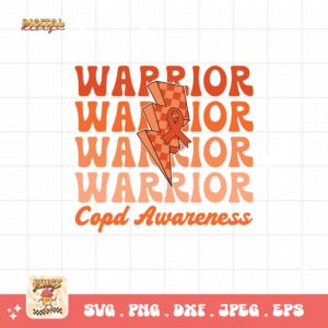 Copd Warrior Svg Png, Copd Awareness Svg Png, Orange Ribbon, Chronic Obstructive Pulmonary Disease Svg