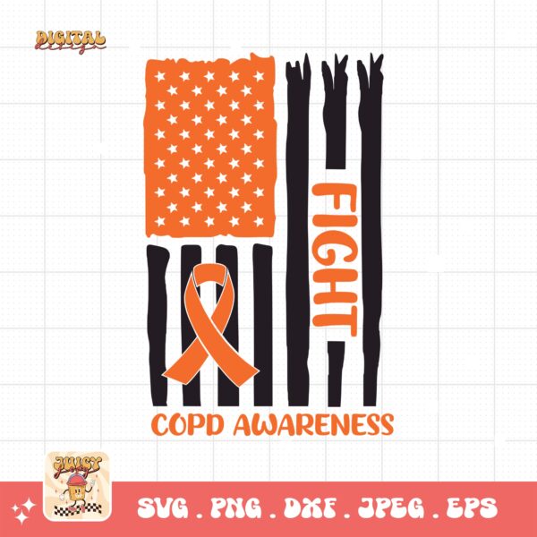 Copd Awareness Flag Svg Png, Copd Awareness Svg Png, Orange Ribbon, Chronic Obstructive Pulmonary Disease Svg