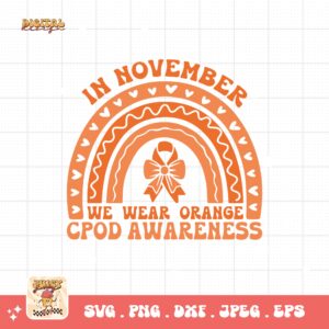 In November We Wear Orange Svg Png, Copd Awareness Svg Png, Orange Ribbon, Chronic Obstructive Pulmonary Disease Svg