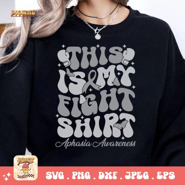 This is My Fight Shirt Svg, Aphasia Awareness Svg Png, Gray Ribbon Svg, Aphasia Support Svg - Image 2
