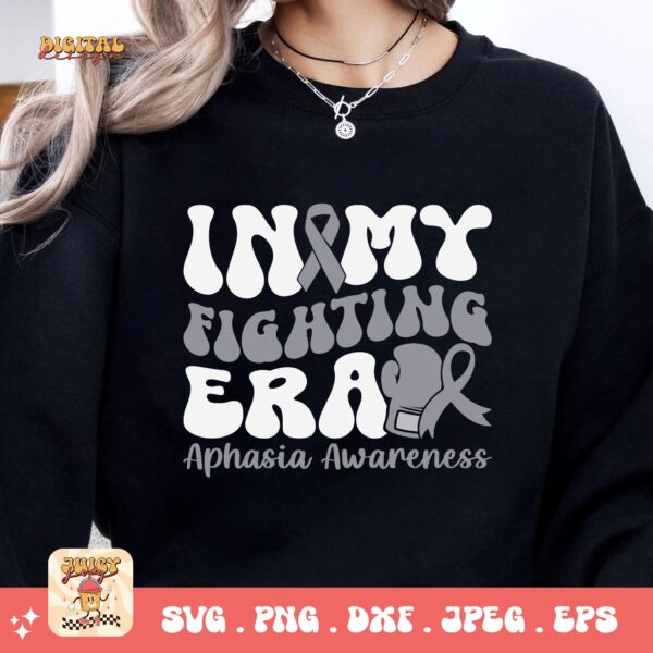 In My Fighting Era Svg, Aphasia Awareness Svg Png, Gray Ribbon Svg, Aphasia Support Svg - Image 2