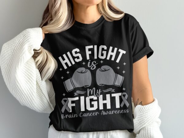 His Fight Is My Fight Svg Png, Brain Tumor Awareness Svg Png, Grey Ribbon Brain Cancer Svg Cricut File Sublimation Design - Image 3